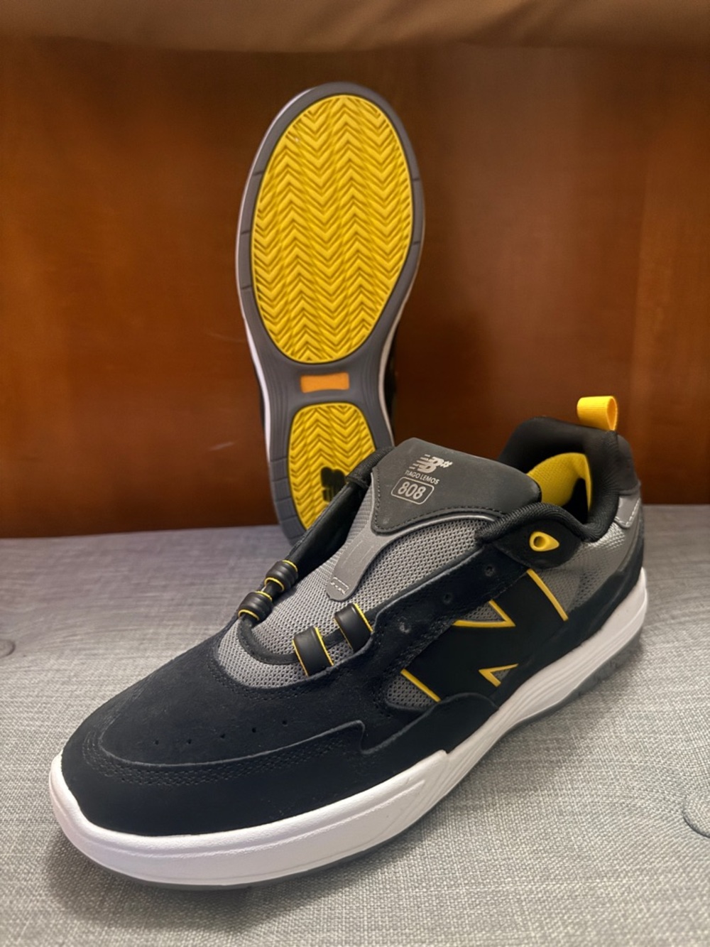 New Balance 808 Men's Black, Gray & Yellow Athletic Sneakers